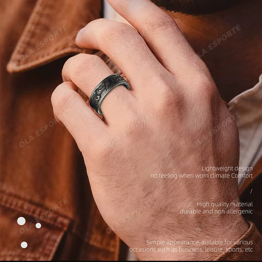 Ola Esporte Smart Ring in Schwarz mit Herzfrequenz-, Blutdruck-, Blutsauerstoffmessung, Schlafüberwachung und Aktivitätstracking sowie Wasserdichtigkeit - Bild 3