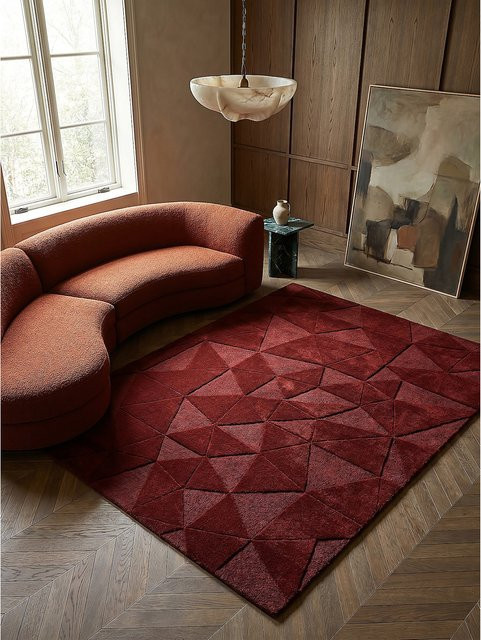 Wollteppich Kadima Design geometrisch in Rot, Breite: 120 cm, Länge: 170 cm - Bild 1