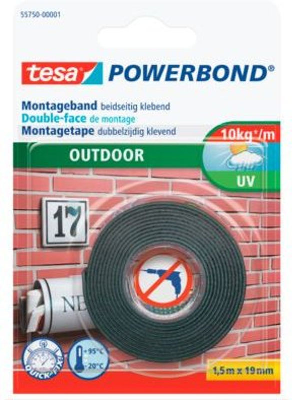tesa Powerbond Outdoor Montageband Schwarz L: 1,5 m, B: 19 mm - Bild 2