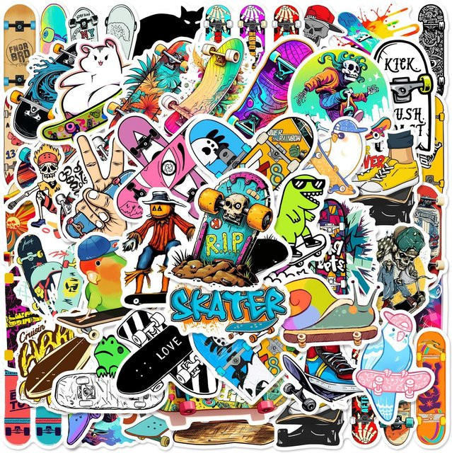 Wucifang Jewelry Cartoon Graffiti Aufkleber, blue, 50 Stück - Bild 1