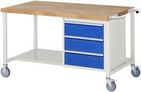 Fahrbare Werkbank Rau 8157 in Grau und Multicolour mit 3 Schubladen, B/T/H: 150 x 90 x 88 cm - Bild 1
