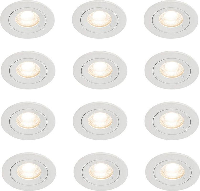 QAZQA Set mit 12 weißen runden GU10 Einbaustrahlern aus Aluminium, minimalistisches Design - Bild 1