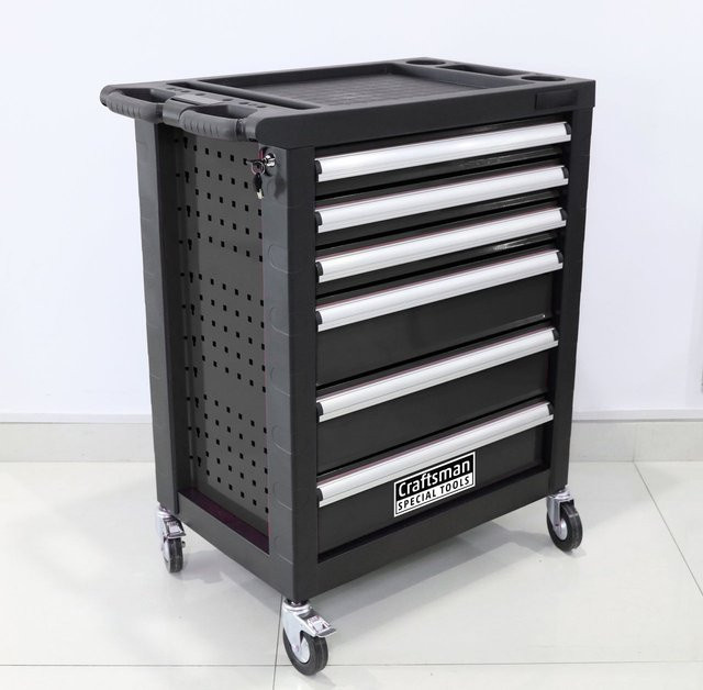 Craftsman Professional Tools Werkstattwagen schwarz mit 6 Schubladen und 70-teiligem Werkzeug, B/T/H: 76 x 46 x 81,5 cm - Bild 1