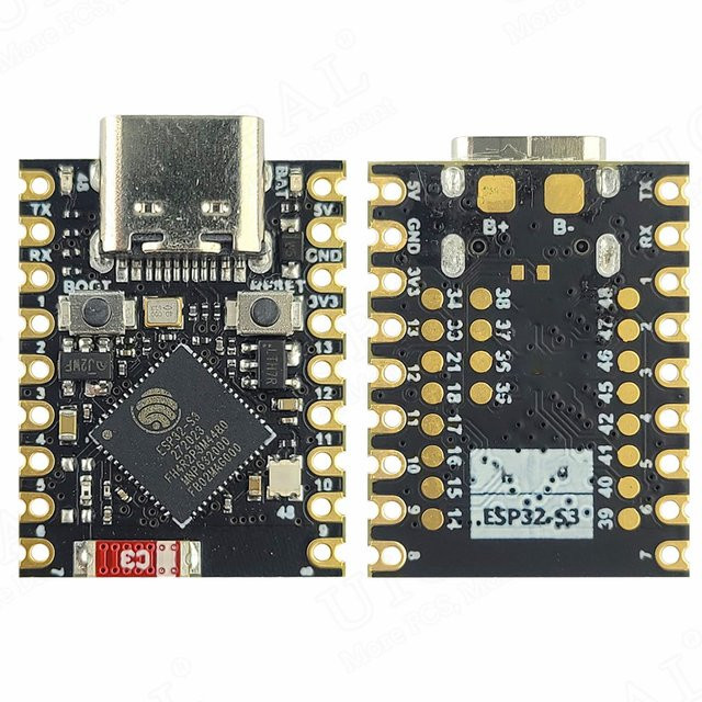 MINI ESP32-S3 Entwicklungsboard mit BT 5.0 und WLAN-Modul, RISC-V, 4M Flash, 18-Pin, Schwarz, Breite: 23,5 mm, Tiefe: 18 mm - Bild 1
