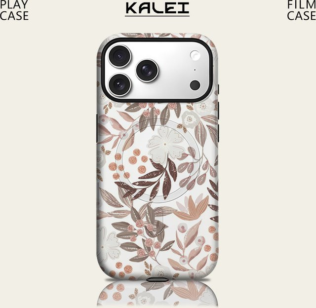 Potdemiel Robuste Handyhülle mit Blätter-Design für iPhone 17 16 15 14 13 Pro Max Plus, Magnetisch, Mehrschichtig, Multicolour - Bild 1