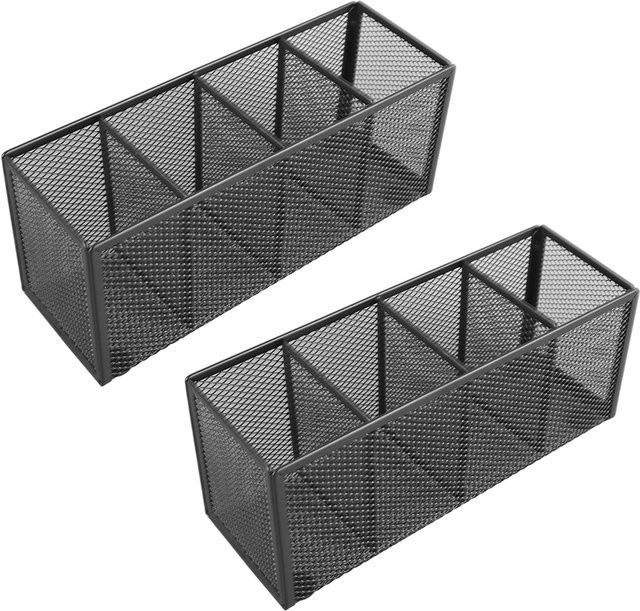 Igeteck Stifteorganizer aus Metall mit 4 Fächern, Mehrzweck-Netz-Stifthalter für Schreibtisch und Schule, Grau und Schwarz - Bild 1