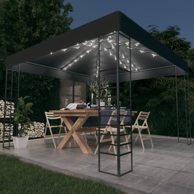 vidaXL Gartenzelt mit LED-Lichterkette in Anthrazit, B/T/H: 300 x 300 x 270 cm - Bild 1