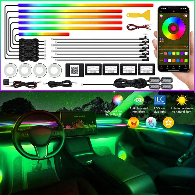 FILIPLI RGB Neon Flex LED Umgebungsbeleuchtung für das Auto, App-gesteuerter Acryl Streifen Licht in Multicolour - Bild 1