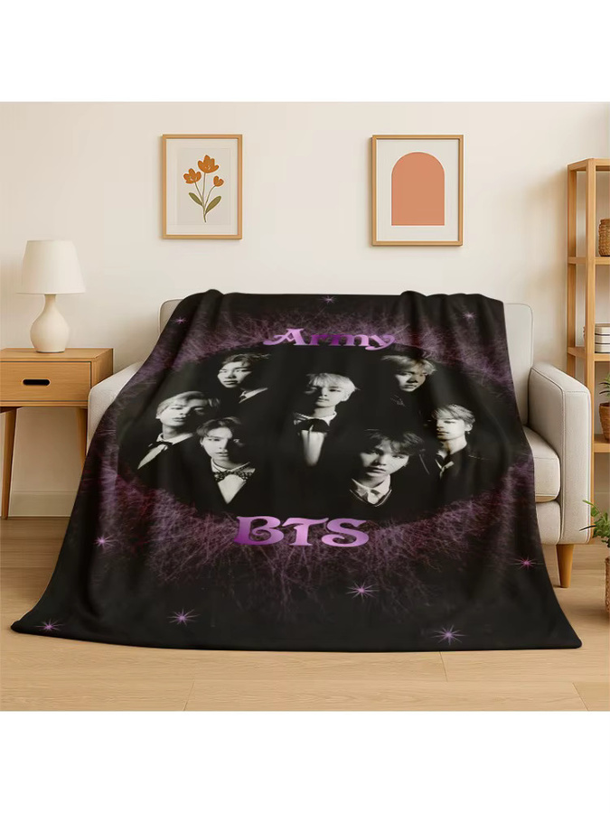 Potdemiel Kpop BTS Flanell-Überwurfdecke in Multicolour, weiche und warme Fleece-Decke für Schlafzimmer, Wohnzimmer oder Reisen - Bild 2