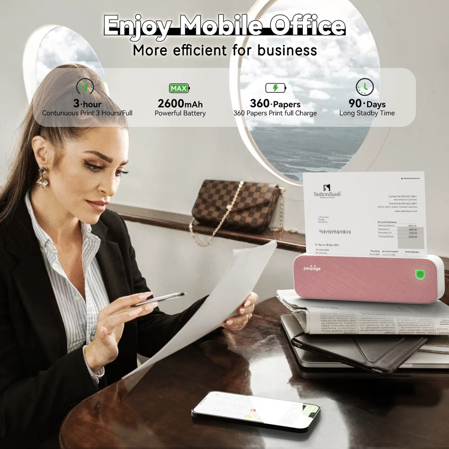 Peripage A40 Tragbarer A4-Minidrucker mit Bluetooth und Tintenfreier Thermotechnik - Bild 4