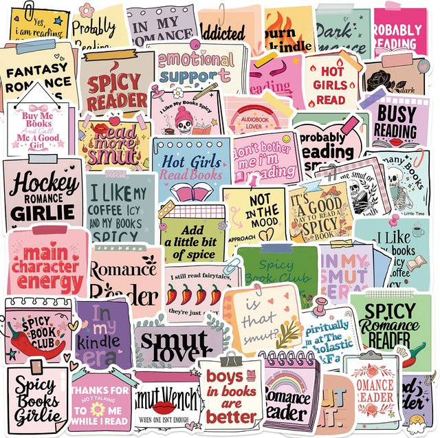 50 Stück Buchaufkleber Smutty Bookish Sticker Pack aus Vinyl in Multicolour für Kindle, Laptop und Bücher - Bild 1