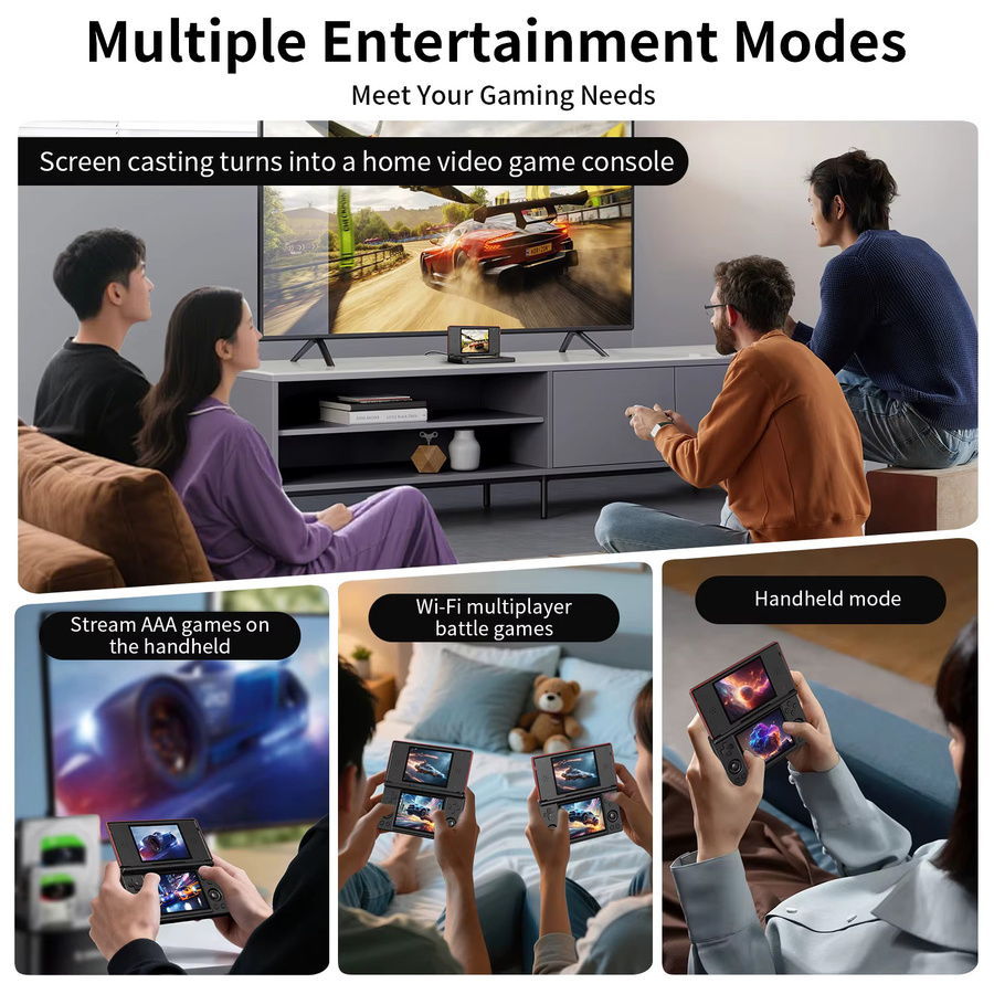 Anbernic RG DS Handheld-Spielkonsole mit 4 Zoll IPS Dual-Bildschirm, Android, 4000mAh Akku und WLAN-Streaming in Schwarz oder Rot - Bild 3