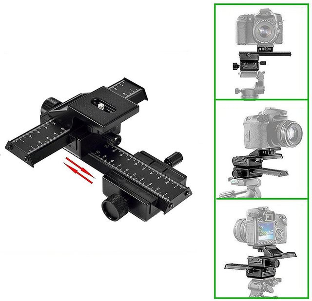OEING 4-Wege-Makro-Fokusführungsschiene für digitale Spiegelreflexkameras in Schwarz mit 1/4-Zoll-Schraubgewinde aus Aluminium - Bild 1