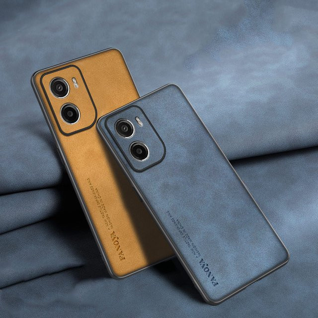 EUCAGR Luxus Handyhülle aus Schaffell, Leder und Silikon für Motorola Moto G05, Moto G06 und Moto G86Power in Rot - Bild 1