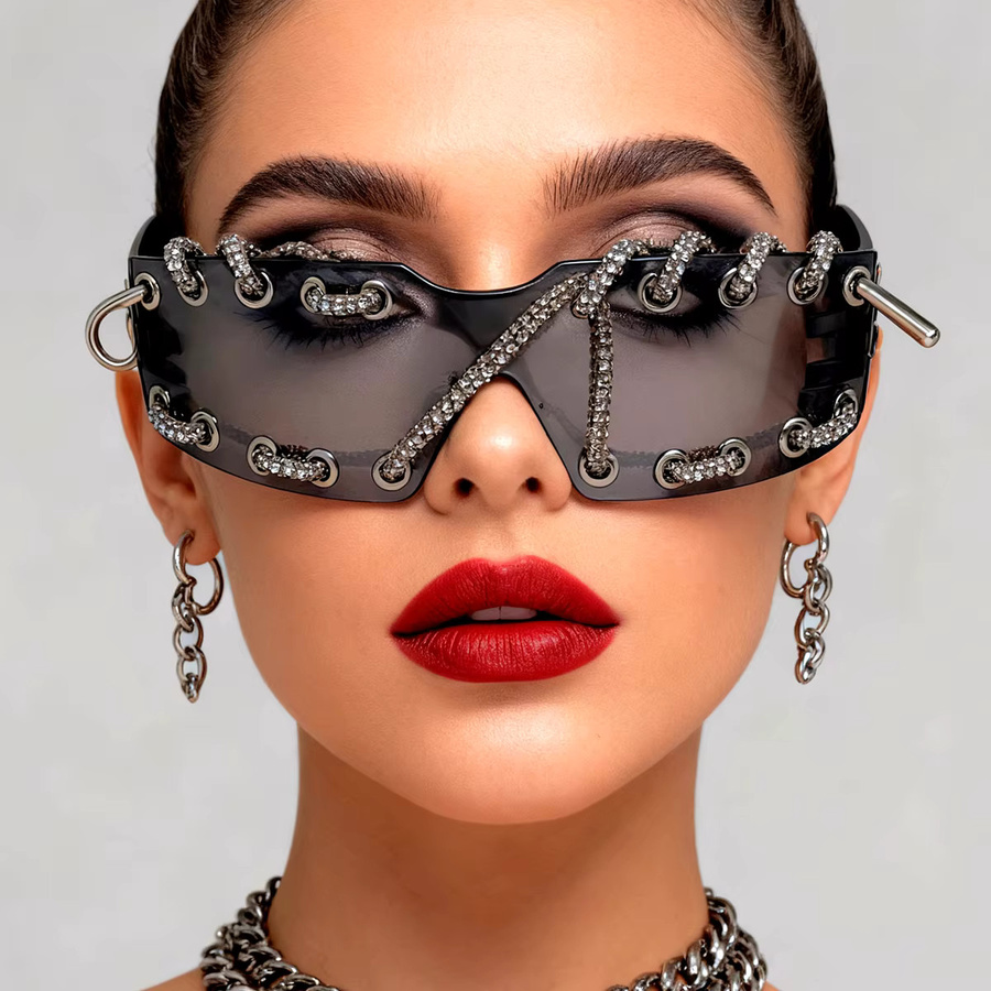 Punk MONIQUE ORENDA Sonnenbrille, randlos, Damen, schwarz, Kunststoff - Bild 3