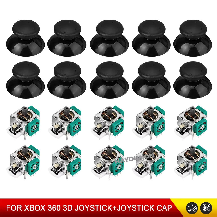 Pogopirate 3D-Analog-Joysticks für Xbox 360 Controller mit Joystick-Kappen, Schwarz, 2/10 Stück - Bild 5