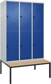 C+P Doppelstock-Spind Classic PLUS Sitzbank mit 3 Abteilen und Sicherheits-Drehriegel, Buche-Hartholz, B/T/H: 212 x 120 x 81,5 cm - Bild 1