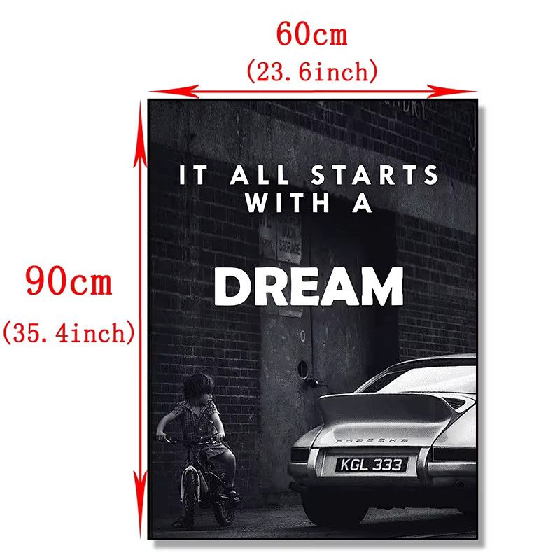 Dekorative Leinwand Wandkunst It All Starts with a Dream in Schwarz und Weiß - Bild 5