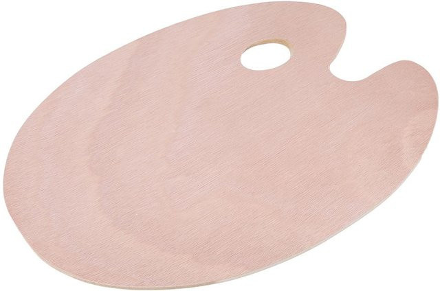 Igeteck Künstler Palette aus Holz in Ovalform, beige - Bild 1