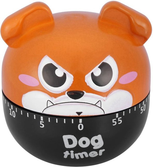 Mechanischer Küchentimer TOMTOP JMS in Form eines süßen Hundes, manueller Timer für die Küche in Braun und Orange - Bild 1