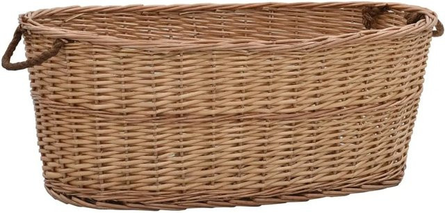 vidaXL Holzkorb aus Rattan in Braun mit Tragegriffen, B/T/H: 88 x 57 x 34 cm - Bild 1