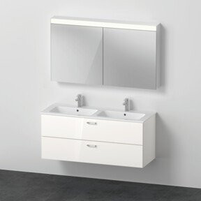Duravit Möbel-Set XBase mit Waschtisch, Waschtischunterbau und Spiegelschrank in Weiß Glänzend, B/T/H: 123 x 49 x 49 cm - Bild 1