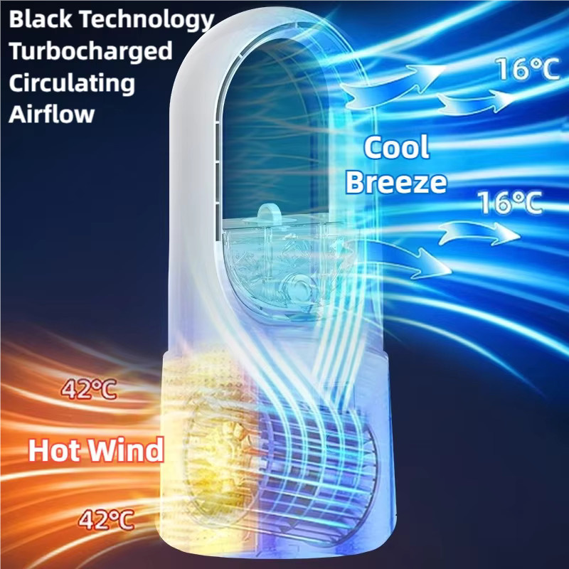 TINSOL Luftbefeuchter und blattloser Luftkühler in Weiß, USB-aufladbarer vertikaler Turmventilator mit digitaler Anzeige und starkem Wind - Bild 4