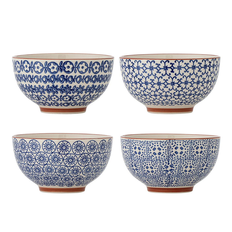Bloomingville Karine Schalen aus Steingut, Blau, 4er-Set - Bild 1
