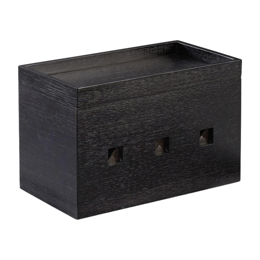 Relaxdays Kabelbox aus Bambus mit Deckel in Schwarz, B/T/H: 25,5 x 16,5 x 14 cm - Bild 2