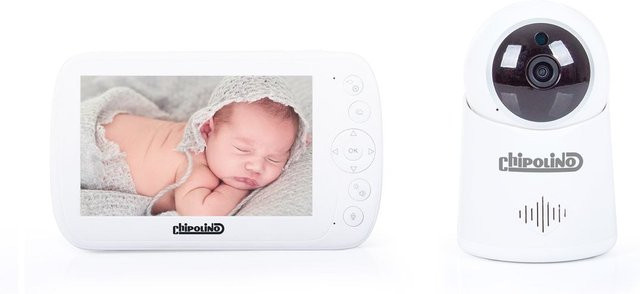 Chipolino Video-Babyphone Orion mit 5 Zoll LCD-Display, Nachtsicht, Musik, Temperatursensor und Gegensprechfunktion in Weiß - Bild 1