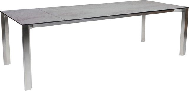 Stern Ausziehtisch Penta mit Edelstahl Tischplatte in Silverstar Zement hell und Nivelliersystem B/T: 100 x 200/250 cm - Bild 1