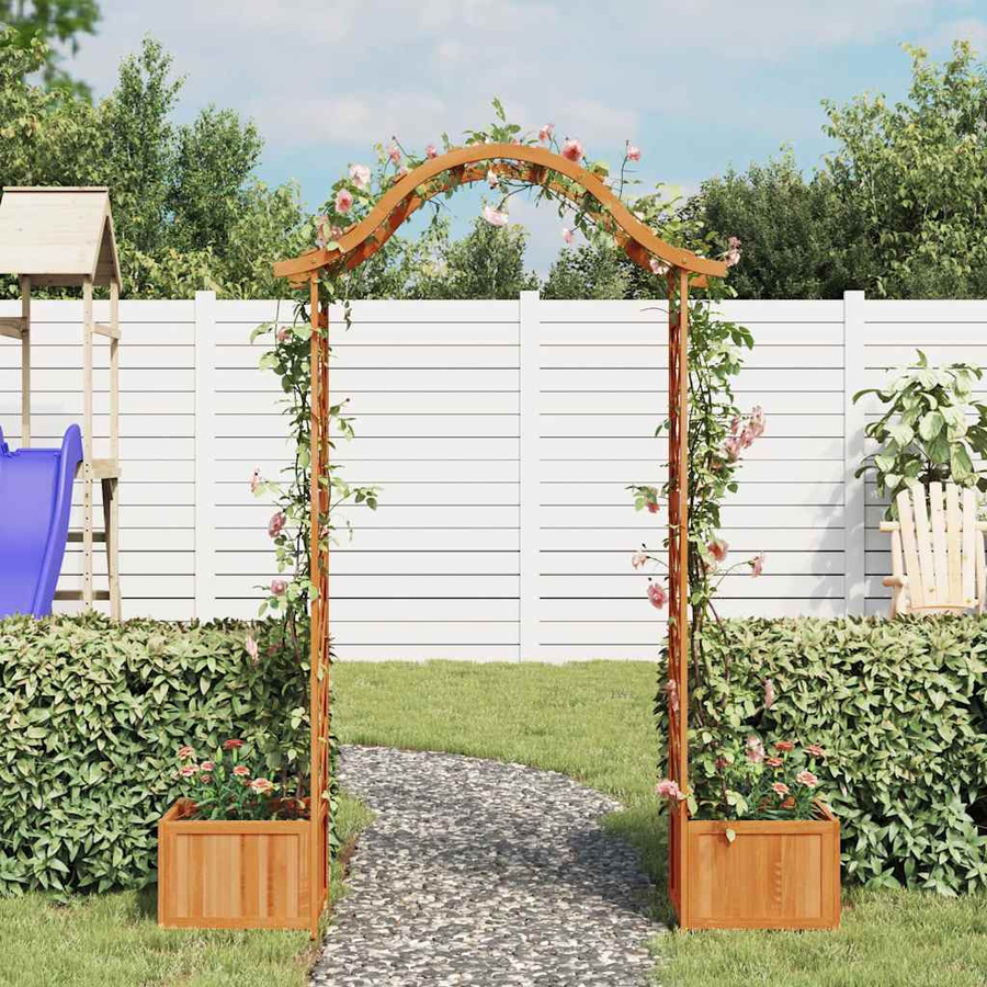 vidaXL Garten-Pergola aus Tannen-Massivholz in Braun mit Pflanzkästen, B/T/H: 204 x 175 x 40 cm - Bild 2