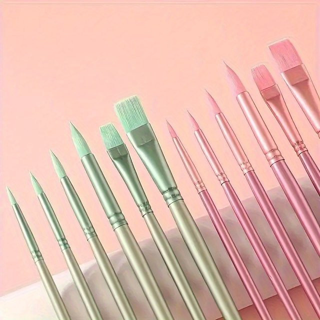 6er Set hochwertige Ölmalpinsel in Pink für Öl-, Acryl- und Aquarellmalerei - Bild 1