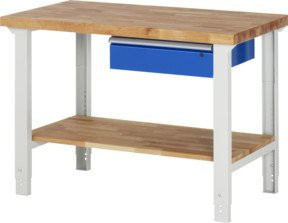 Rau Werkbank 7001A7 höhenverstellbar mit 1 Schublade, B/T/H: 125 x 70 x 79-114 cm - Bild 1