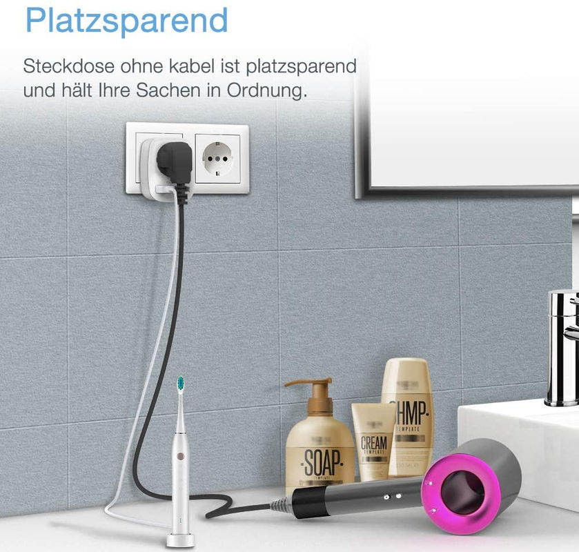 TESSAN Steckdosenleiste mit 3 AC-Ausgängen und 3 USB-Anschlüssen in Grau - Bild 5