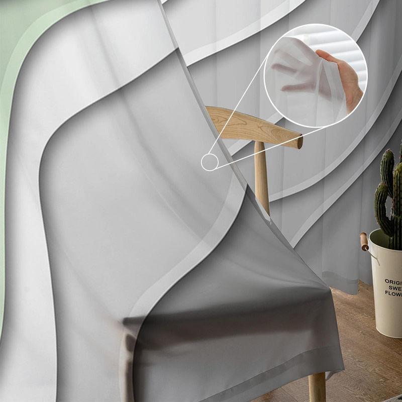 Super Six Transparente Voile Vorhänge in Salbeigrün und Grau mit Farbverlauf, B: 135 cm, H: 114 cm - Bild 3