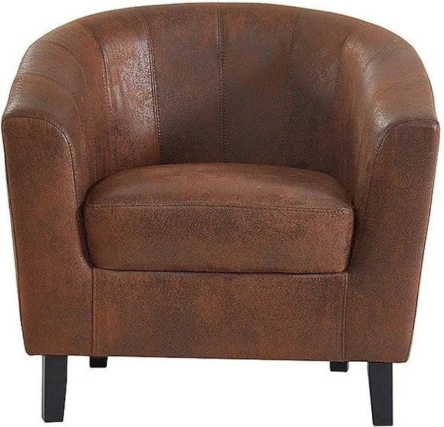 Vente-unique Sessel Cristobal mit gerader Rückenlehne und Armlehnen in Braun aus Microfaser, Höhe: 78 cm - Bild 1