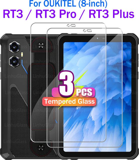 Displayschutzfolie aus gehärtetem Glas für OUKITEL RT3 Plus, RT3 Pro und RT3 (8 Zoll), transparent, 9H Härte, bruchsicher und kratzfest - Bild 1