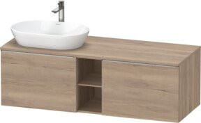 Duravit Waschtischunterschrank D-Neo in Braun Matt mit 2 Türen und offener Ablage, B/T/H: 140 x 55 x 45,9 cm - Bild 1
