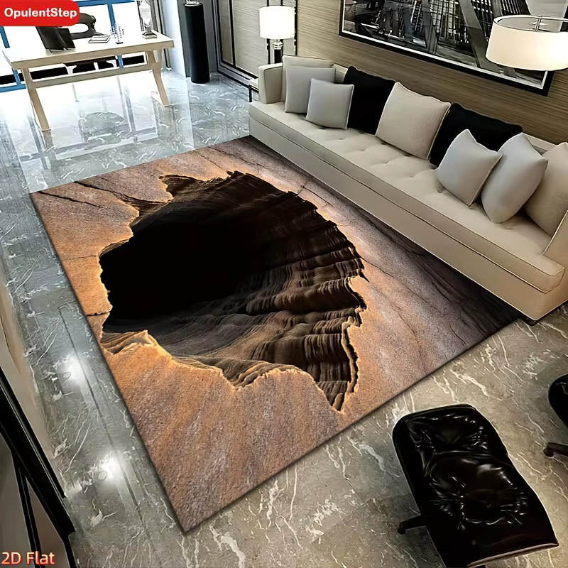 VIKAMA 3D Optische Täuschung Teppich Schwarzes Loch, Rutschfester Trippy Bodenteppich in Schwarz und Multicolour für Wohnzimmer und Balkon - Bild 5