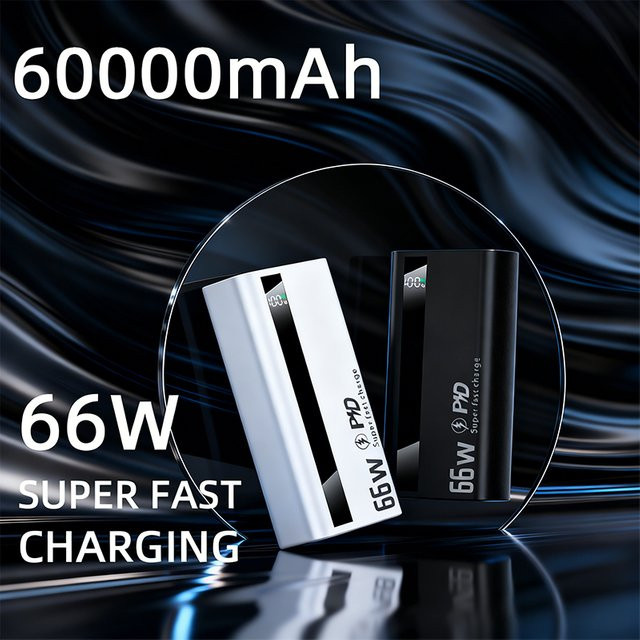 Cohana Externe Powerbank 60000mAh mit 66W Superschnellem Laden, Tragbares Ladegerät für iOS & Android in Weiß - Bild 1