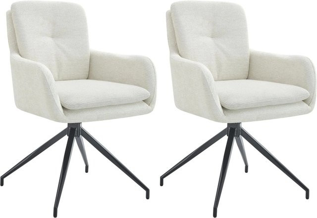 2er Set Esszimmerstühle DELUKE NAVER in Creme mit Stoffbezug, B/T/H: 58 x 63 x 85 cm - Bild 1