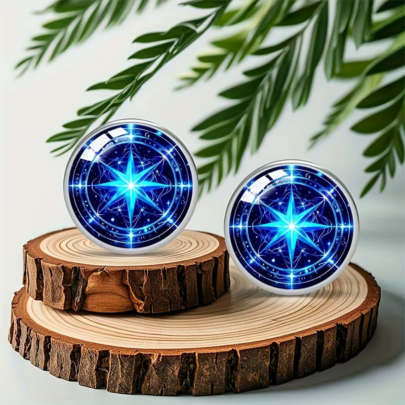 konminry Ohrringe Edelstahl, blau, Herren - Bild 2