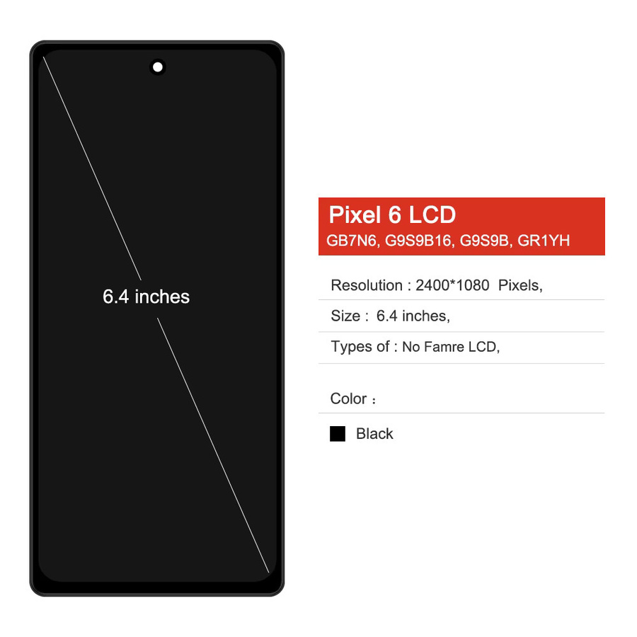TFT Pixel6 Display für Google Pixel 6 GB7N6 LCD-Touchscreen-Ersatz in Schwarz - Bild 2