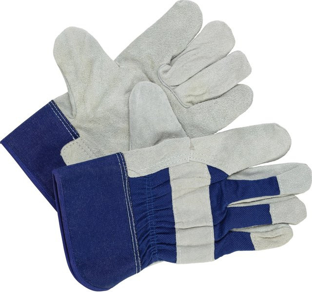 LUX-TOOLS Arbeitshandschuh aus Rindspaltleder in Grau-Blau Größe 10 - Bild 1