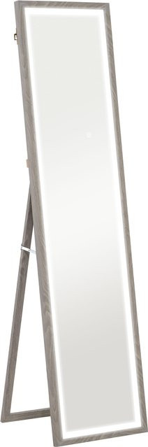 HOMCOM Ganzkörperspiegel mit LED-Beleuchtung und Touch-Steuerung, Standspiegel und Wandspiegel in Grau, B: 40 cm, H: 160 cm - Bild 1