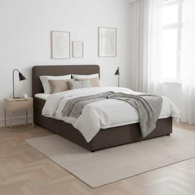 Bessagi Home Boxbett Marco Hybrid in Braun mit Taschenfederkern, B/T: 140 x 200 cm - Bild 1