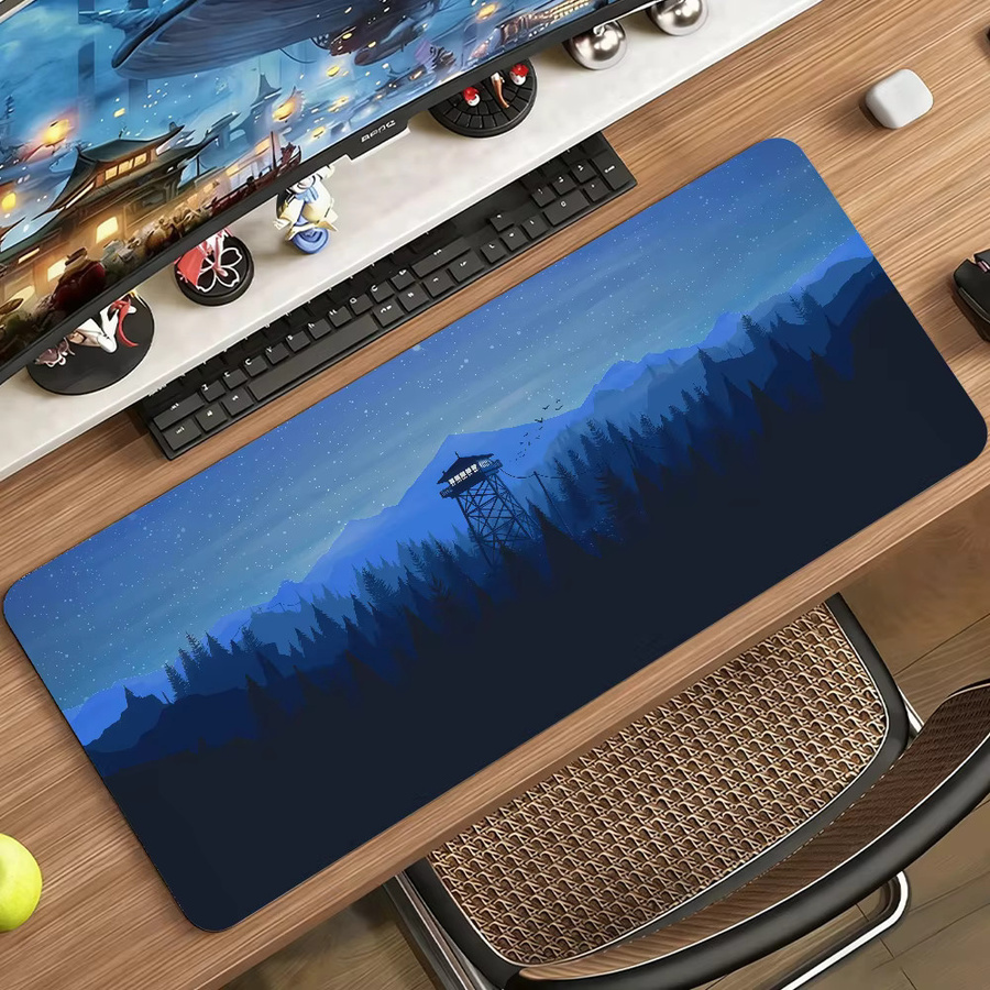 Deep Forest Firewatch Mauspad XXL Schreibtischunterlage Blau rutschfest mit Verriegelungskante für PC und Laptop - Bild 3