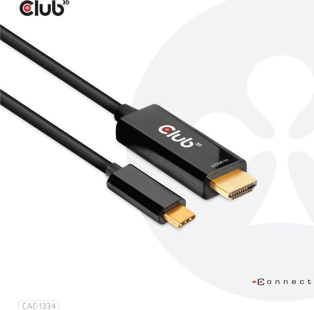 Club3D Adapterkabel HDMI auf USB-C in Schwarz, 1,8 m, unterstützt 4K 60 Hz - Bild 1