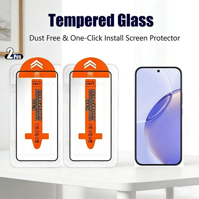 2 Stück HD-Displayschutzfolie aus gehärtetem Glas für Realme 16 Pro 15 15T 14 14X 5G, transparent mit staubdichter Installation - Bild 1